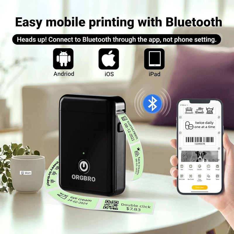 ARGBROW Label Maker Machine with Tape, X1 Portable Bluetooth Mini Label Printer, Support Pre-Cut & Continuous Label, Wireless Small Label Makers with Versatile App for School Home Office Organization - Image 3